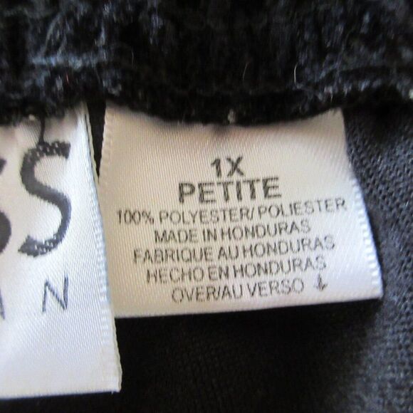 RUSS WOMAN Black Velour Pull On Pants Size 1X PETITE Elastic Waist Velvet Slacks - Picture 5 of 14